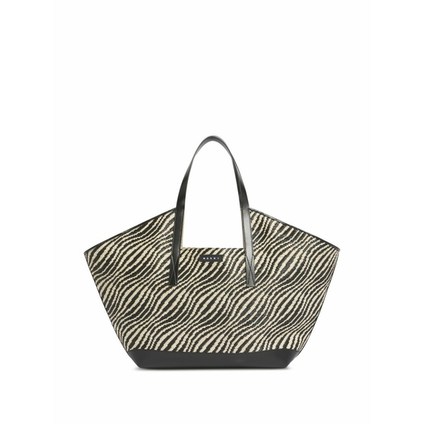 マルニ レディース ショルダーバッグ 御徒面子 Raffia-effect shoulder bag Black