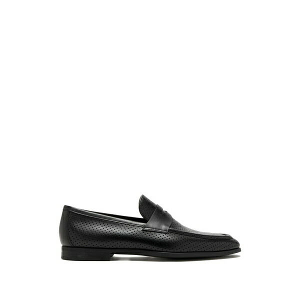 マグナーニ メンズ スリッポン・ローファー シューズ Perforated penny loafers Black