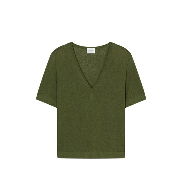 クローズド レディース ティーシャツ トップス V-neck short-sleeve sweater Green