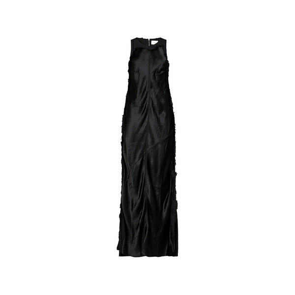 ご機嫌冷やりとした レディース 衣裳 トップス Frayed-insert bias-cut dress Black