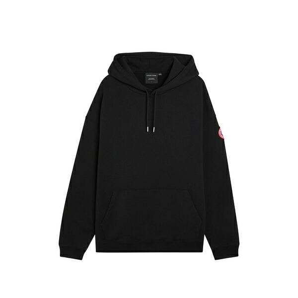 カナダグース メンズ パーカー・スウェットシャツ アウター Logo-patch drawstring hoodie Black