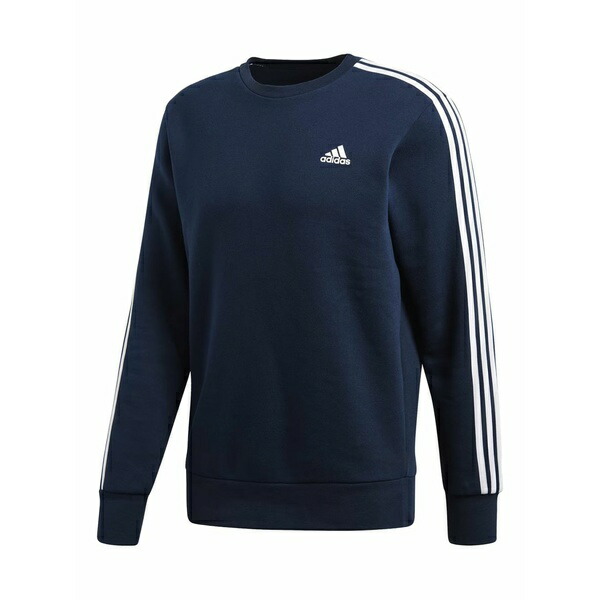 アディダス メンズ パーカー・スウェットシャツ アウター 3-stripes crew-neck sweatshirt Blue