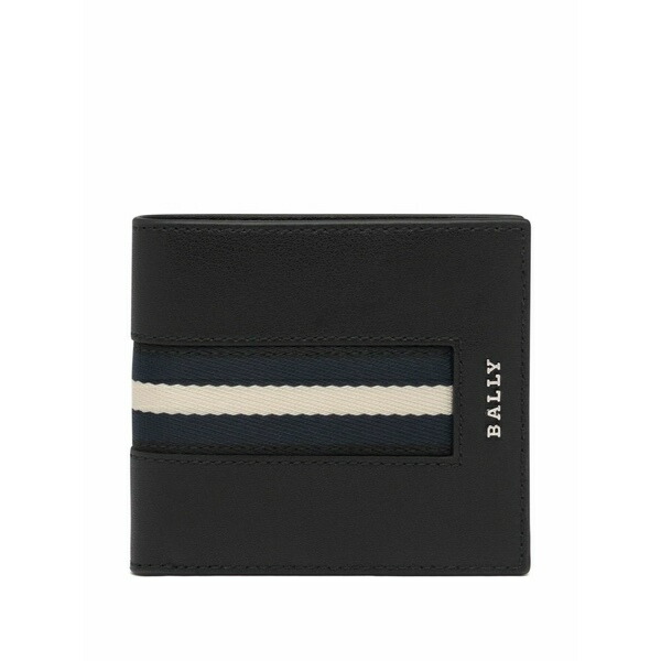 バリー メンズ 金入れ 付属物 Ribbon-detail logo leather wallet Black