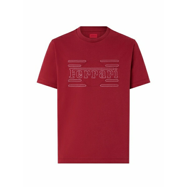 フェラーリ メンズ ティーシャツ トップス Embroidered-logo t-shirt Red