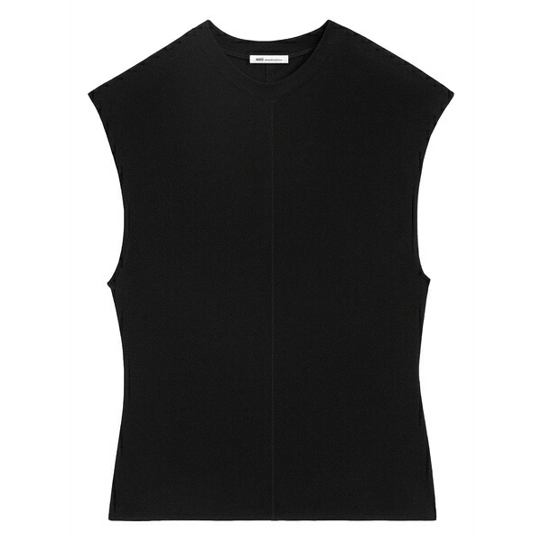 意中の女 メンズ ティーシャツ トップス Zigzag stitching sleeveless top Black