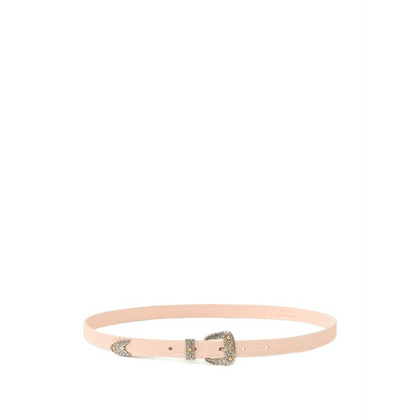 ピンコ レディース 三尺帯 付属物 Embossed buckle leather belt Pink