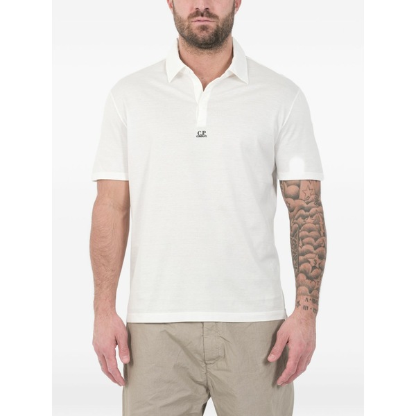 シーピーカンパニー メンズ スポーツシャツ トップス Logo detail polo shirt White