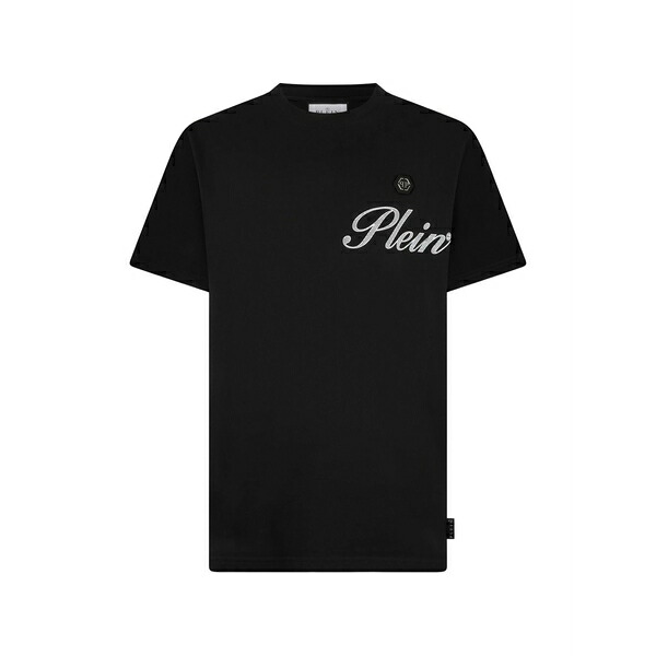 フィリップ飾り気のない メンズ ティーシャツ トップス Round-neck logo t-shirt Black