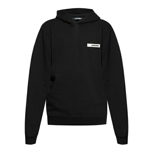 ジャクエムス メンズ パーカー・スウェットシャツ アウター Gros grain hooded sweatshirt Black