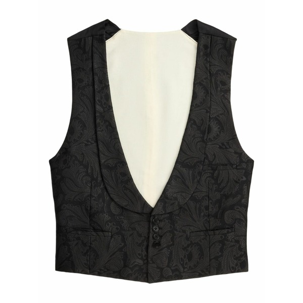 ラルフ・ローレン パープルレーベル メンズ 厚地の外套 アウター Paisley-jacquard waistcoat Black