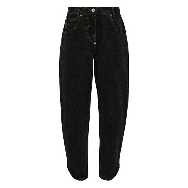 プッシュボタン レディース デニムパンツ ボトムス Illustration-appliqu&pound; tapered jeans Black｜asty