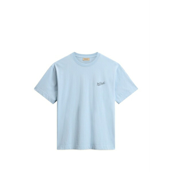 羊毛 分限者 メンズ プルオーバー トップス Logo cotton t-shirt Blue