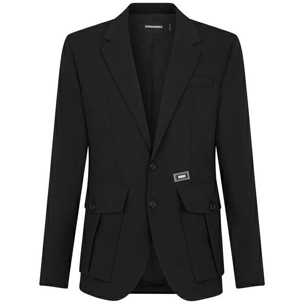 ディースクエアード メンズ 上衣＆上衣 アウター Flap-pocket single-breasted blazer Black