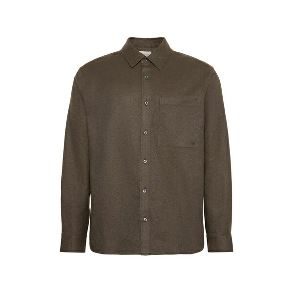 カルバンクライン メンズ プルオーバー トップス Chest-pocket long-sleeve shirt Green