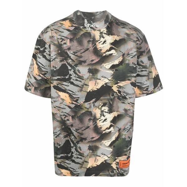 戸呂 プレストン メンズ ティーシャツ トップス Camouflage mock-neck t-shirt Green