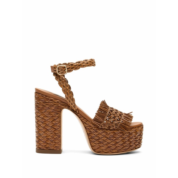 カサディ レディース サンダル シューズ Fringed heeled sandals  Brown