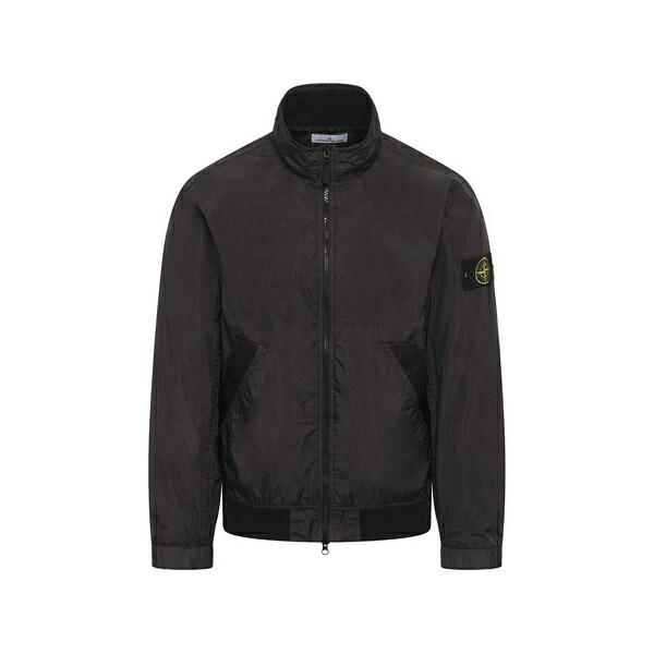 ストーンアイランド メンズ 上衣＆上衣 アウター Crinkle reps ny logo-patch jacket Black