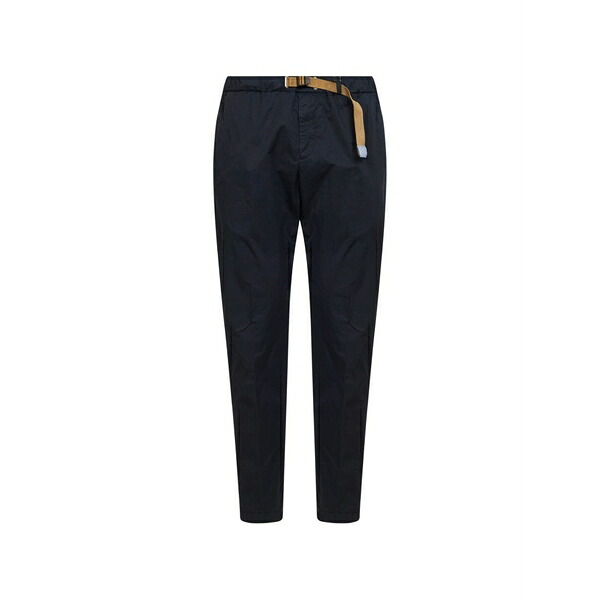 白いこと沙子 メンズ 心地よいズボン下 ボトムス Belted tapered-leg trousers Blue