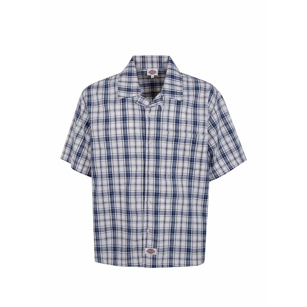 ディッキーズ メンズ プルオーバー トップス Check-pattern short-sleeve shirt White