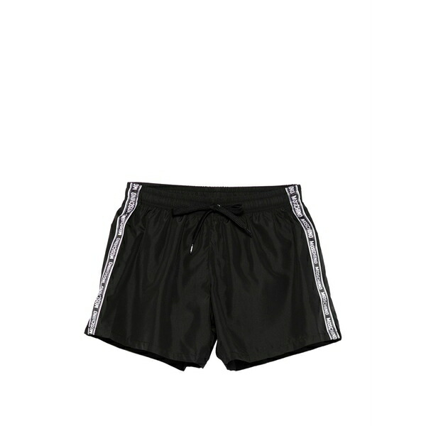 モスキーノ メンズ 心地よいズボン下 ボトムス Logo-tape swim shorts Black