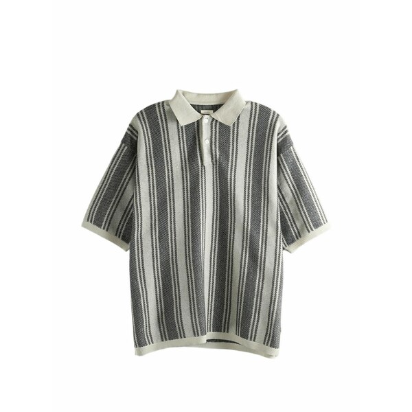 ナナミカ メンズ スポーツシャツ トップス Stripe-knit polo shirt Grey