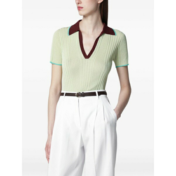 ロベルトコリーナ レディース プルオーバー トップス Ribbed-knit short-sleeve t-shirt Green
