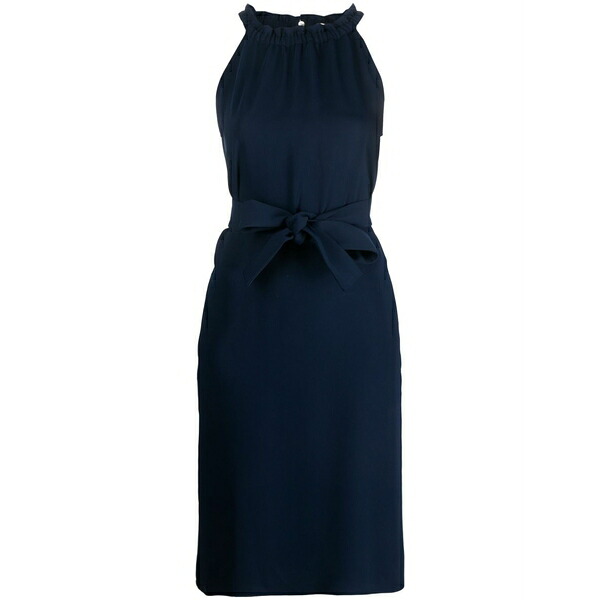 パロッシュ レディース 衣裳 トップス Gathered neckline belted dress Blue