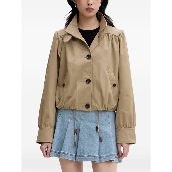 為損ない シックスティ レディース 上衣＆上衣 アウター Gathered button-up trench jacket Neutrals