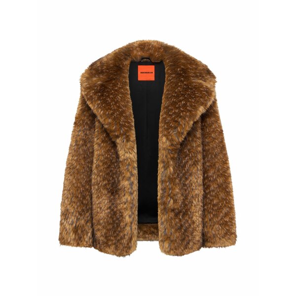 サイモン銀鏡 レディース 厚地の外套 アウター Knox faux-fur coat Brown