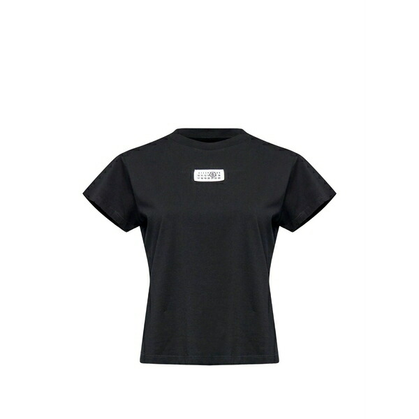 マルタンマルジェラ レディース プルオーバー トップス Logo-patch short-sleeve t-shirt Black