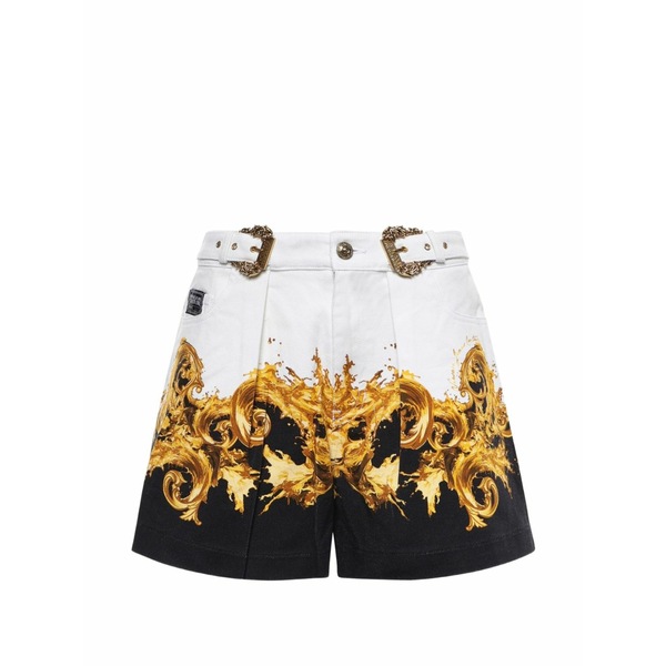 呼びりん探し回る レディース 心地よいズボン下 ボトムス Baroque-print belted denim shorts White