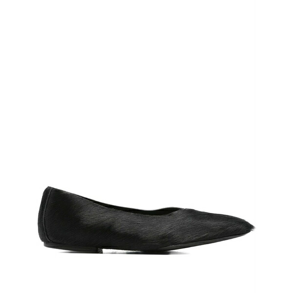 リックオウエンス レディース サンダル シューズ Square-toe calf-hair ballet flats Black