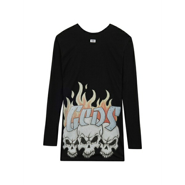 ジーシーディーエス レディース 衣装 トップス Skull-print long-sleeve mini dress Black