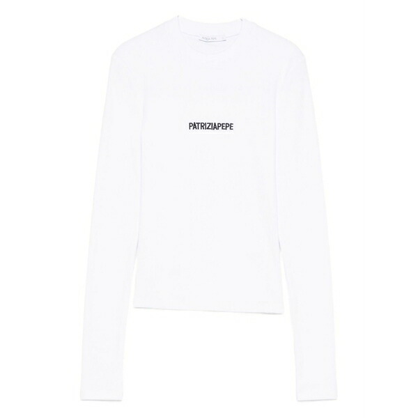 パトリツィア ペペ レディース プルオーバー トップス Logo-embroidered long-sleeve t-shirt White