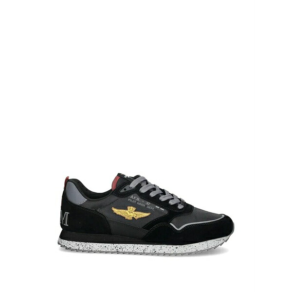 アエロナウティカ ミリターレ メンズ スニーカー シューズ Logo-appliqu￡ sneakers Black