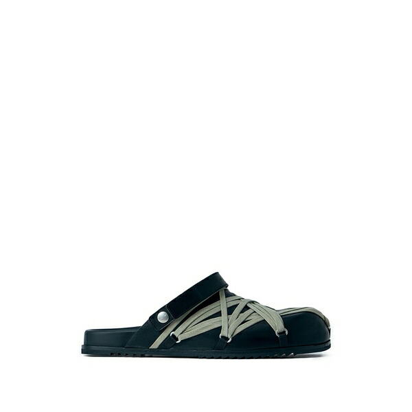 リックオウエンス メンズ サンダル シューズ Cross-strap slippers Black