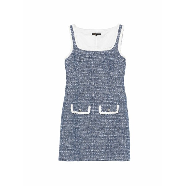 マージュ レディース 衣裳 トップス Square-neck tweed mini dress Blue