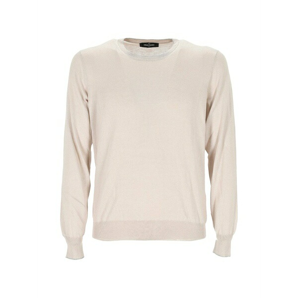 グランサッソ メンズ 編み物\u0026ティーシャツ アウター Fine-knit crew-neck jumper Neutrals