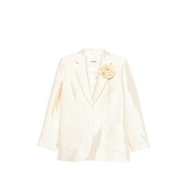 沙子ロ レディース 上衣＆上衣 アウター Floral-appliqu￡ front-pocket blazer Neutrals