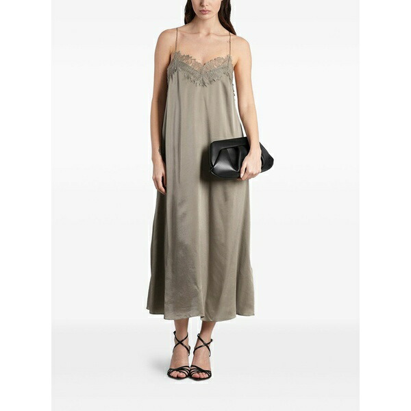 イロ レディース 衣裳 トップス Bailar lace-trimmed silk maxi dress Green
