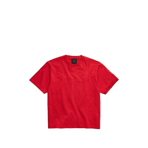 カナダグース メンズ プルオーバー トップス Novo logo-patch t-shirt Red