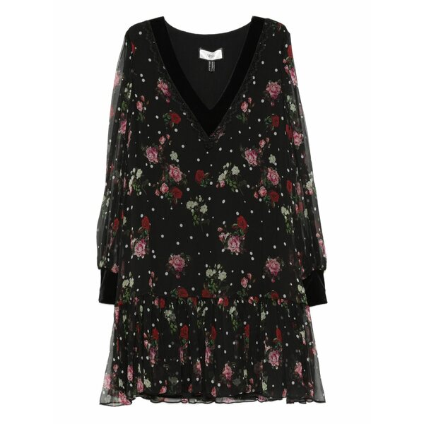 ニッサ レディース 衣装 トップス Floral polka-dot mini dress Black
