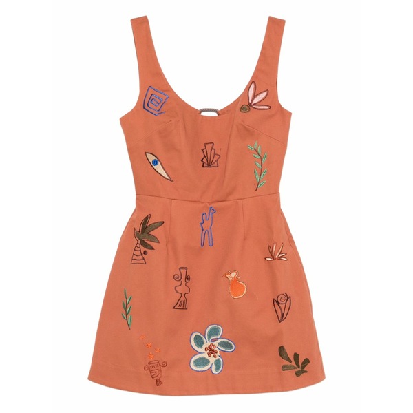 アレメ レディース 衣裳 トップス X lrnle dusty embroidered mini dress Orange
