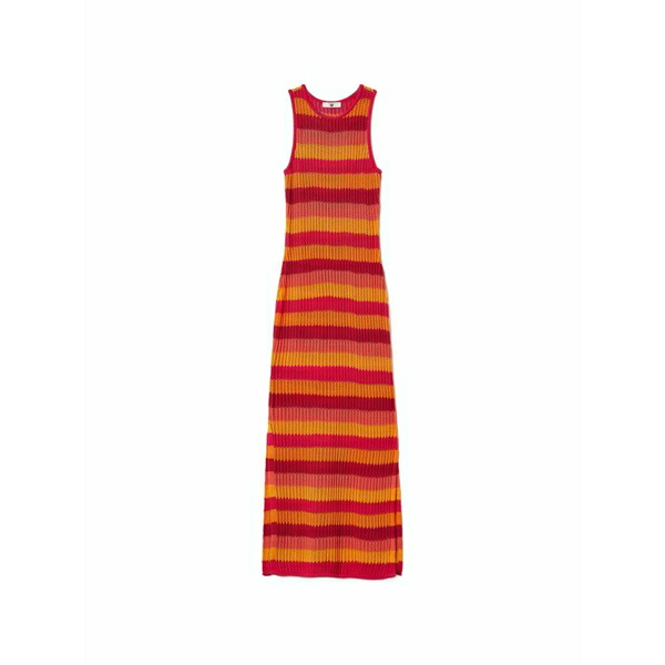 ツイン書き割り レディース 衣裳 トップス Striped knit MIDI dress Red