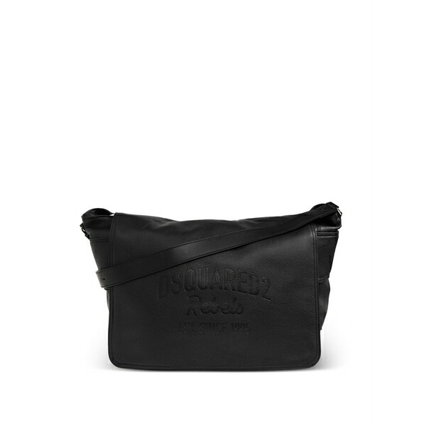 ディースクエアード メンズ ショルダーバッグ 御徒面子 Embossed leather tote bag Black