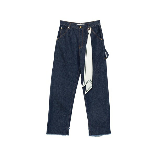 うす暗い運動場 レディース ジーンズズボン下 ボトムス Lisa frayed jeans Blue