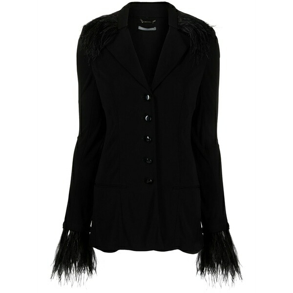 アルベルタ フェレッティ レディース 上衣＆上衣 アウター Goose-feather trim button-up jacket  Black