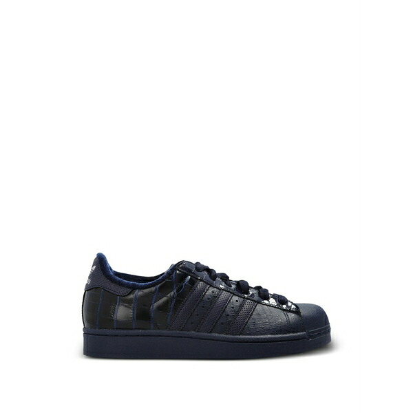 アディダス メンズ スニーカー シューズ Superstar ii embossed lace-up sneakers Blue