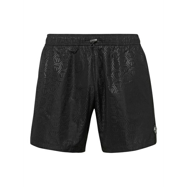 フィリップ飾り気の無い メンズ 心地好いズボン下 ボトムス Logo-embossed swim shorts Black