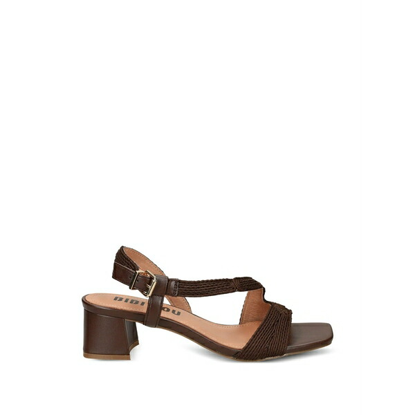 ビビロウ レディース サンダル シューズ Lipe embroidered-strap block-heel sandals Brown